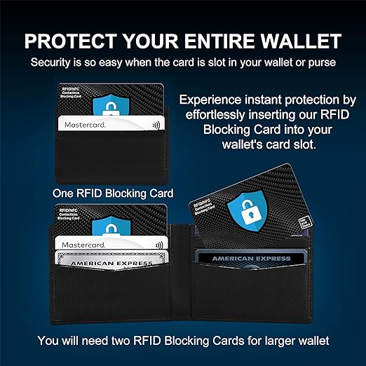 Tap and Share Premium NFC & RFID Blocking Card - 4 Pack | Premium Contactless NFC Credit Debit Card Passport Protector Blocker Set for Men & Women, Elegant Slim Design Perfectly fits in Wallet/Purse