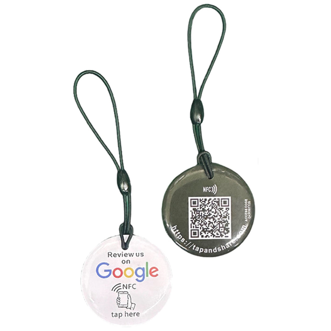 Tap and Share  Contactless Sharing Smart NFC 2x 'Review us on Google' Review Keyrings + QR code