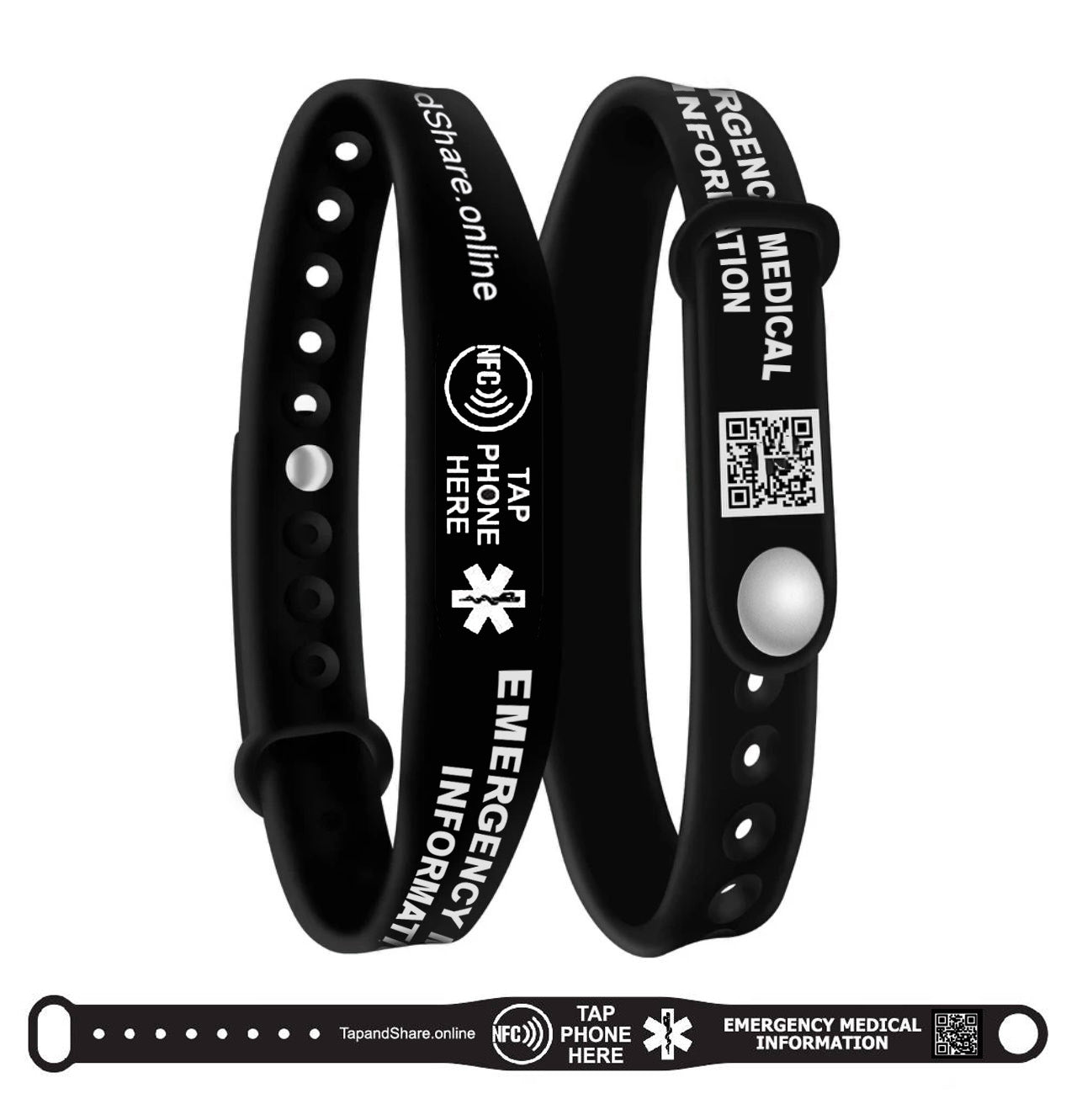Smart NFC Emergency Medical Information Wristband ID With Passive Tracking