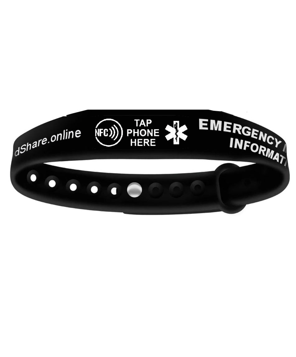Smart NFC Emergency Medical Information Wristband ID With Passive Tracking
