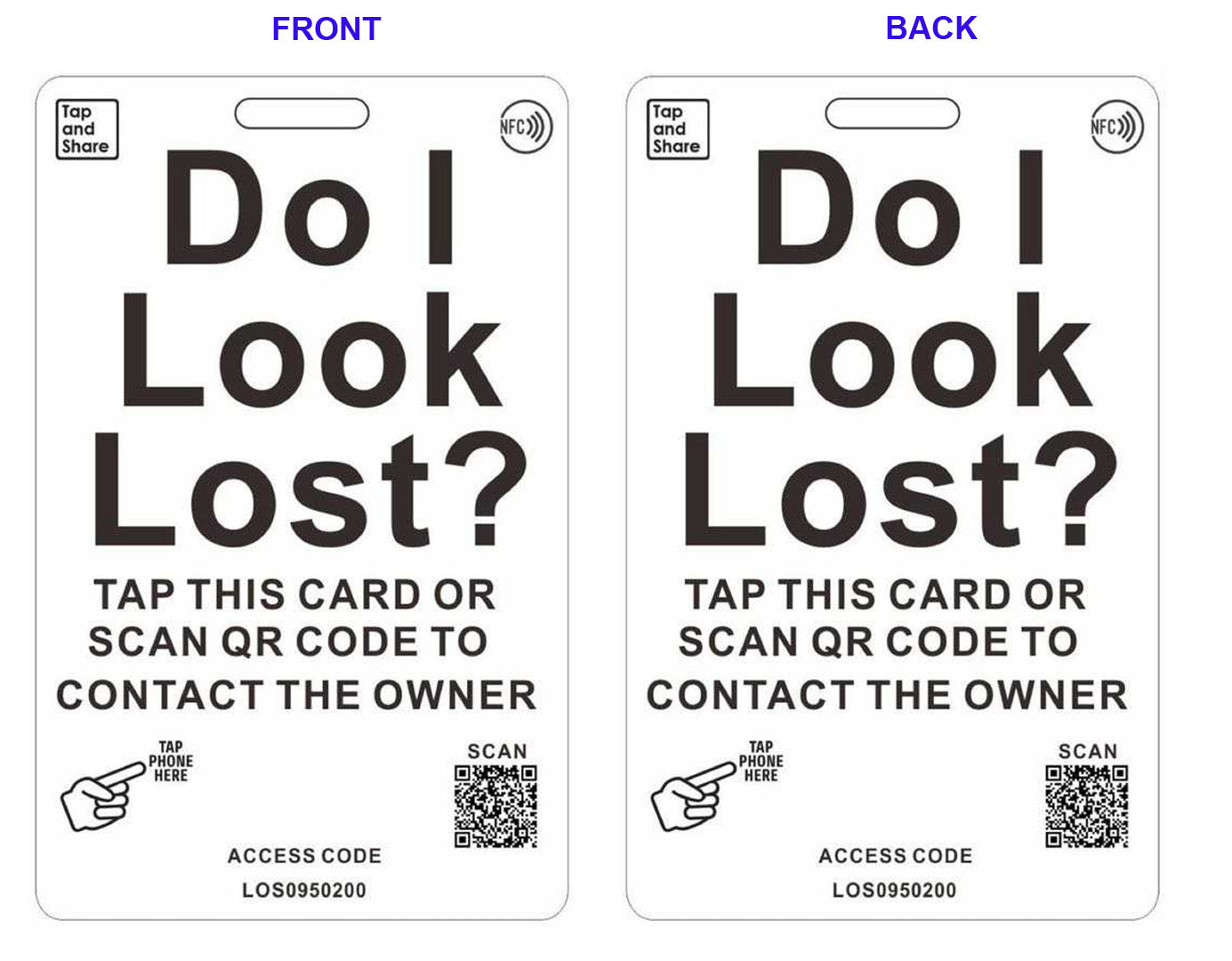 Smart NFC 'Do I Look Lost' Luggage Tags with Smart Passive Tracking | 2-Pack