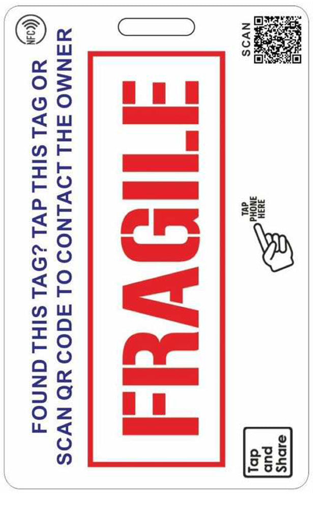 Smart NFC 'Fragile' Luggage Tags with Smart Passive Tracking | 2-Pack