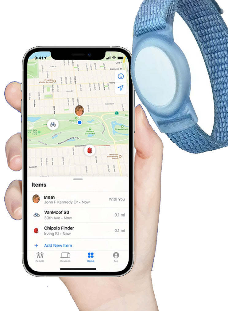 Smart Tracker Wrist & Ankle Band – Works with Apple Find My (iOS Only) | Water-Resistant, Replaceable Battery, Includes Tracking Tag - Blue