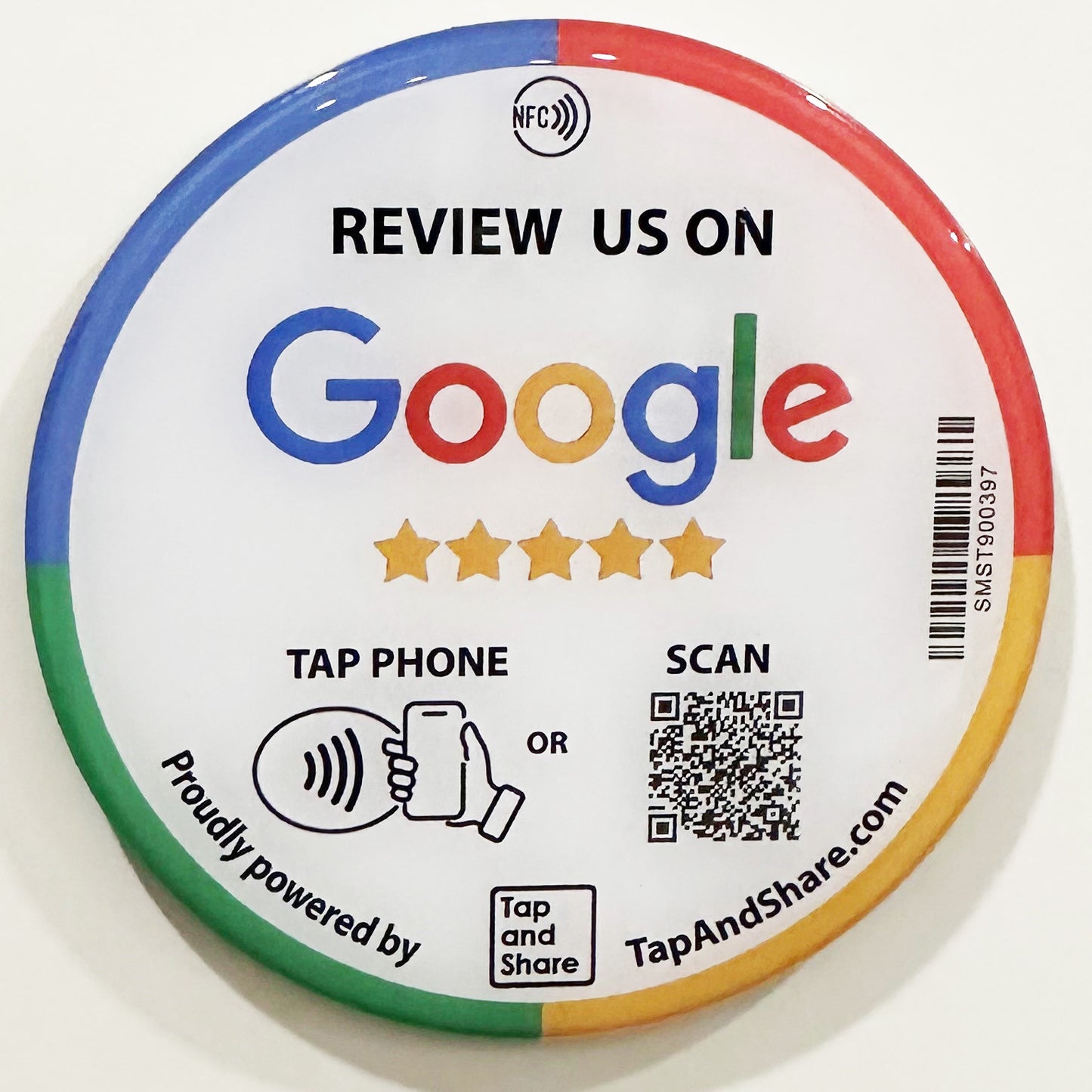 Tap and Share Contactless Sharing Smart NFC 'Review us on Google' Epoxy Sticker + QR code