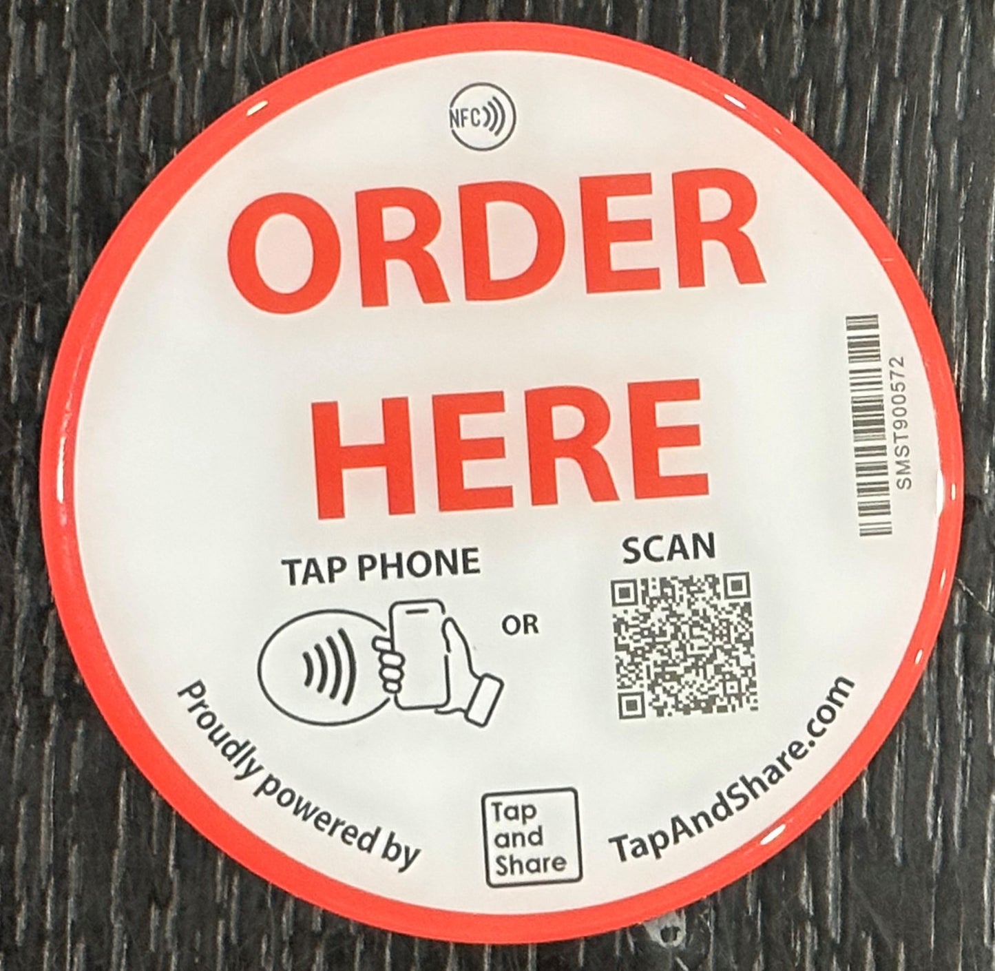 Tap and Share Contactless Sharing Smart NFC 'Order Here' Epoxy Sticker + QR code
