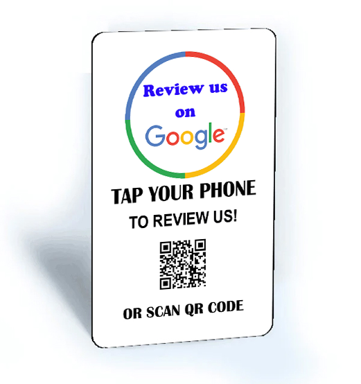 5-Pack Tap and Share Contactless Sharing Smart NFC 'Review us on Google' Review Card + QR code