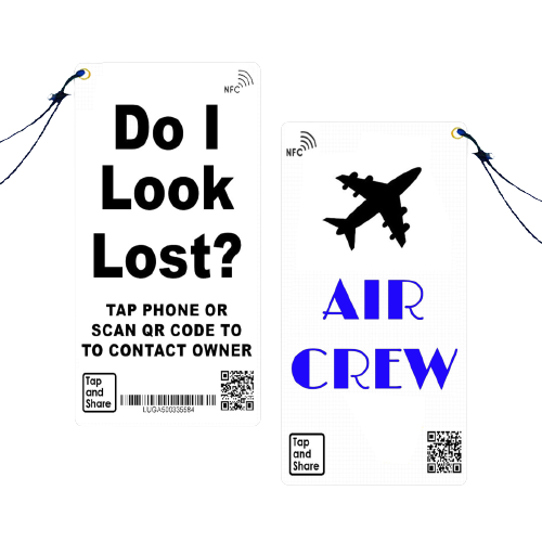 Blue Smart NFC 'Air Crew' Luggage Tags with Smart Passive Tracking | 2-Pack