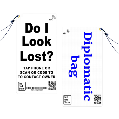 Smart NFC 'Diplomatic Bag' Luggage Tags with Smart Passive Tracking | 2-Pack