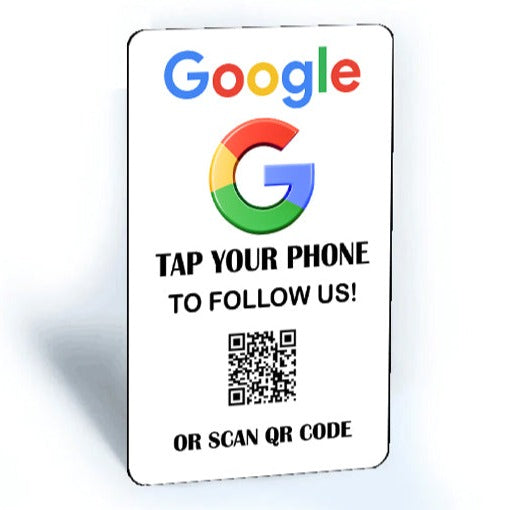 Tap and Share Contactless Sharing Smart NFC Google 'Follow Us' Connect Card + QR code