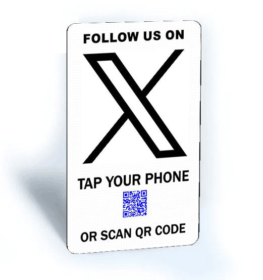 Tap and Share Contactless Sharing Smart NFC 'Follow Us On X' Connect Card + QR code