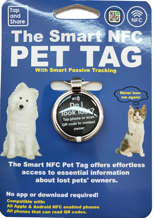 Smart NFC Pet Tag with Smart Passive Tracking – Tap and Share