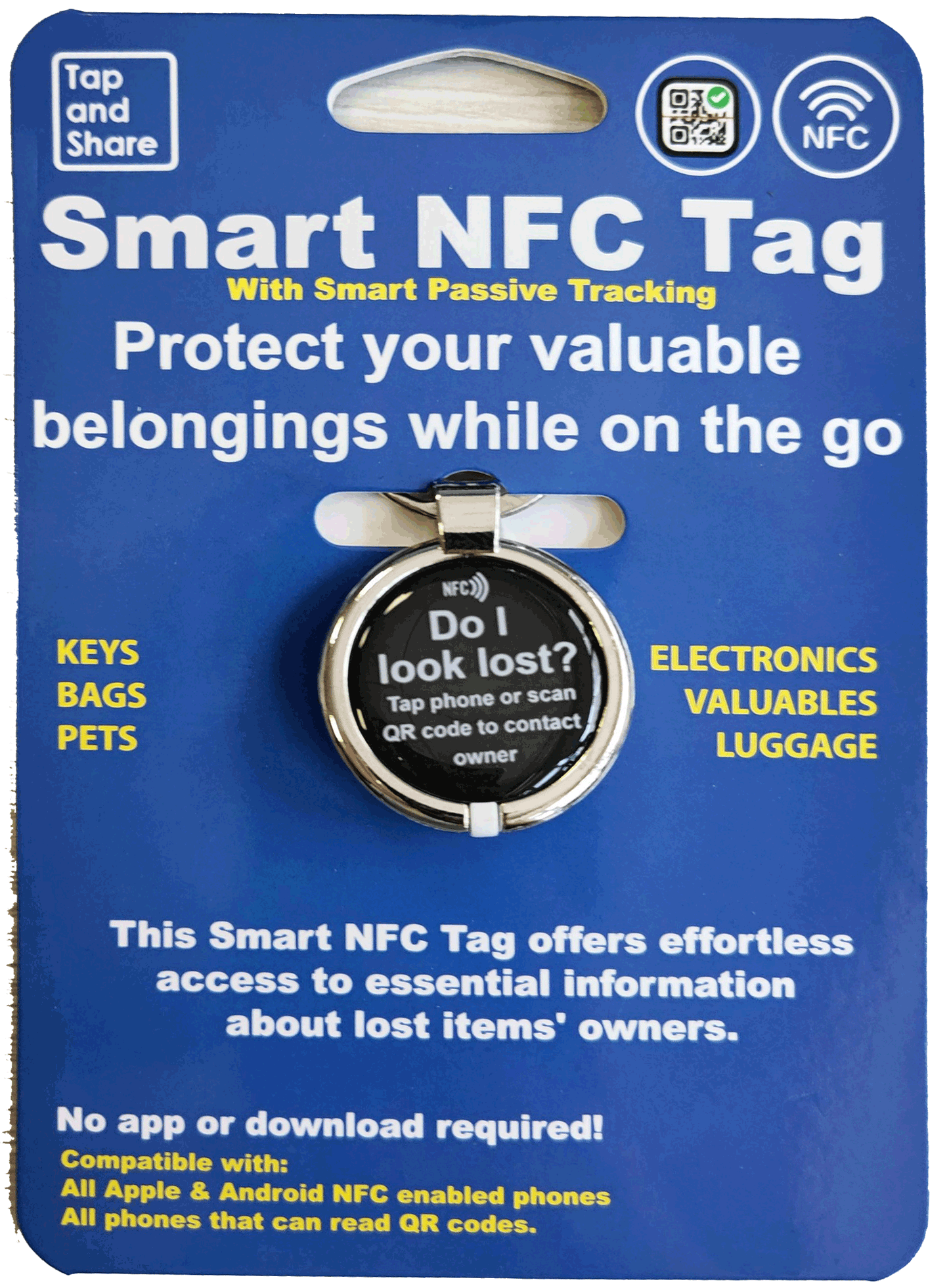 Smart NFC Tag | Luggage & Travel | Keyring Tag with Smart Passive Tracking