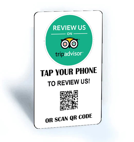 Tap and Share Contactless Smart NFC 'Review us on Trip Advisor' Card + QR code