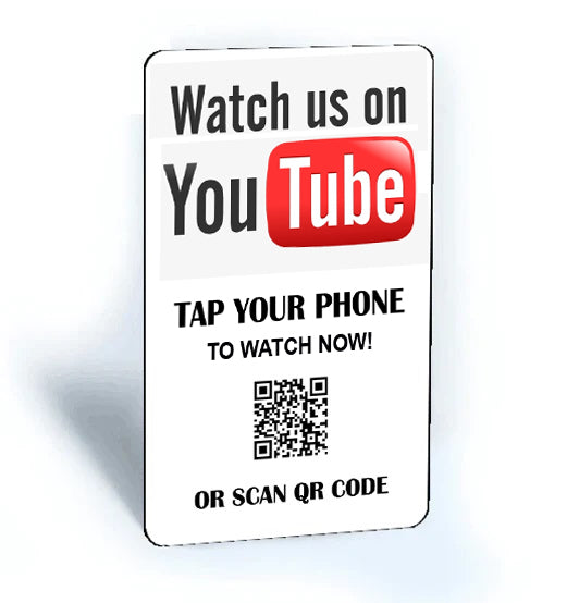 Tap and Share Contactless Sharing Smart NFC 'Watch Us on YouTube' Connect Card + QR code