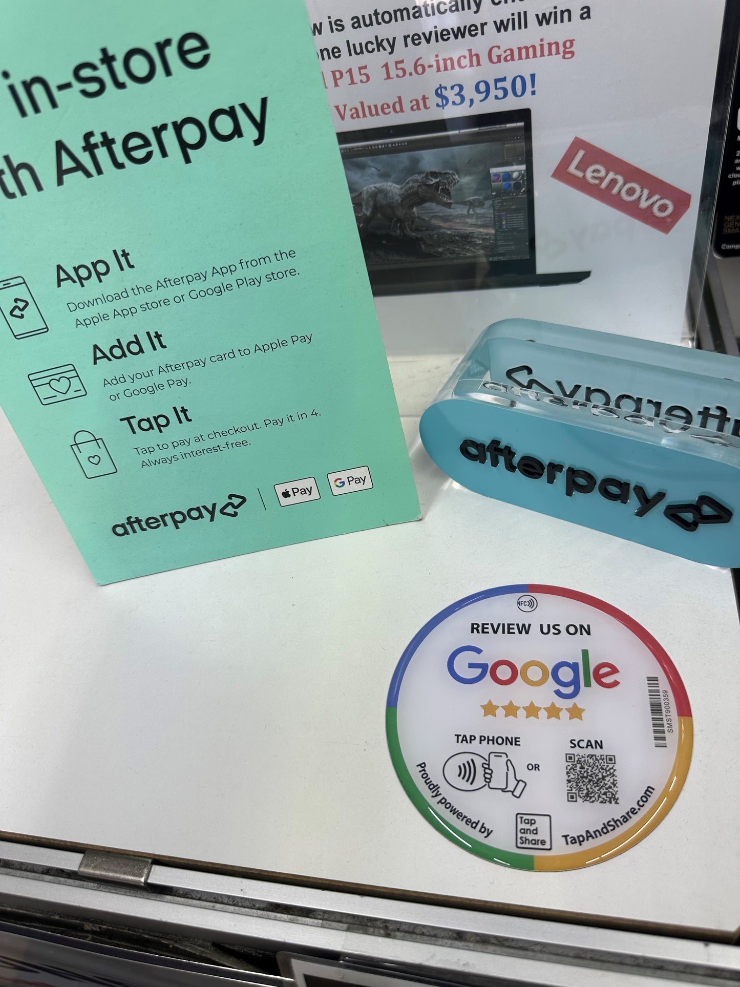 Large 10cm Contactless Smart NFC One Touch 'Review us on Google' Review Round Epoxy Sticker + QR code | Extra Durable | Stick it on your Counter, Wall or Window