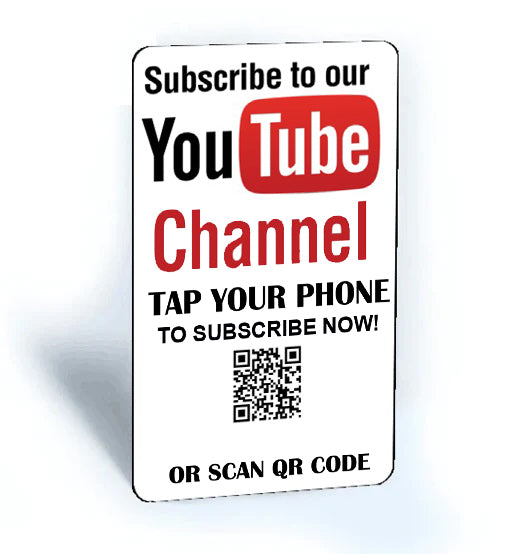 Tap and Share Contactless Sharing Smart NFC 'YouTube Subscribe To Channel' Connect Card + QR code