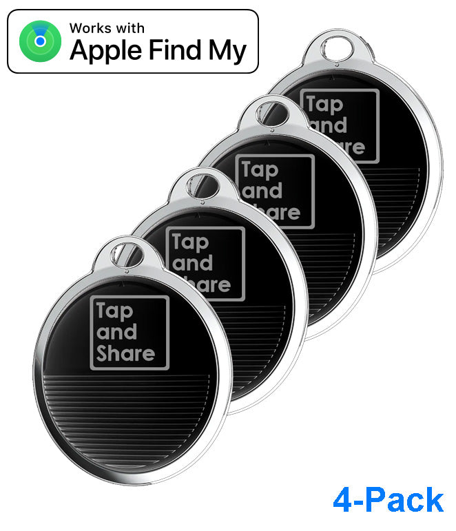 Tap and Share 2-In-1 SmartTrack Tag with 'Am I Lost' - Smart Tracker | 4 Pack (Black)