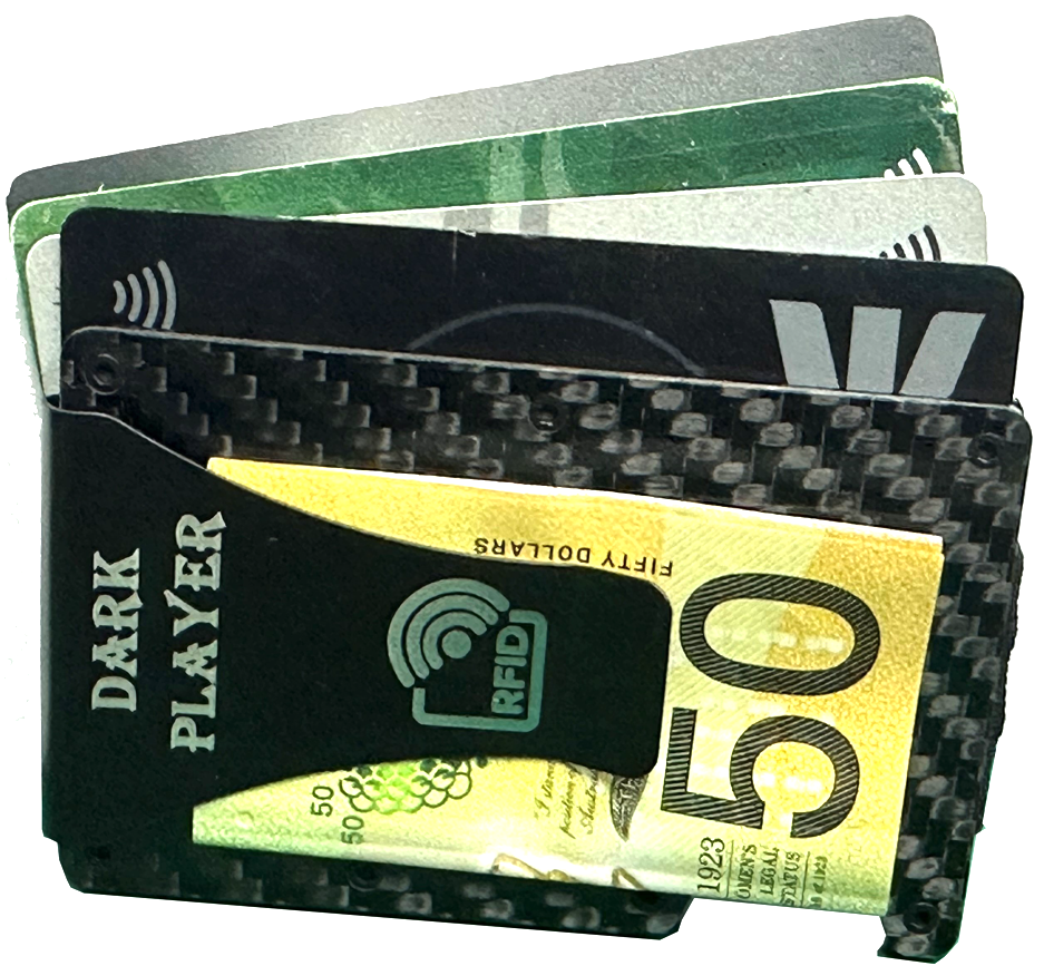 Tap and Share x Dark Player Men's Slim Carbon Fiber RFID & NFC Blocking Wallet